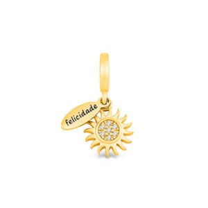 Pingente Life Origens Sol em Prata 925 com Banho de Ouro Amarelo 18k e Pedras Incolores