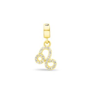 Pingente Life Signo Leão em Prata 925 com Banho de Ouro Amarelo 18k e Pedras Incolores