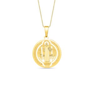 Pingente Medalha São Bento em Ouro Amarelo 18k