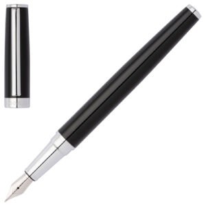 Caneta Hugo Boss Aço Preto e Prata Hsn2542a