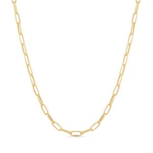 Corrente Cadeado Alongado em Ouro Amarelo 18k, 40cm