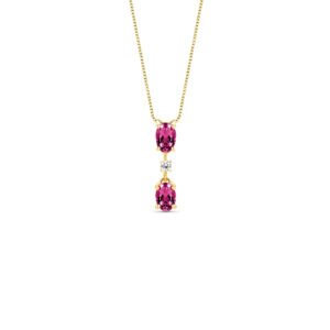 Pingente Duquesa em Ouro Amarelo 18k com Rodolitas e Diamantes 0,04 ct
