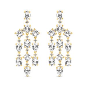 Brinco Florence em Ouro Amarelo 18k com Cristais Naturais e Diamantes 0,52 ct