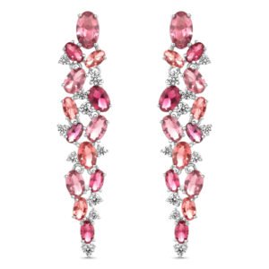 Brinco Life Blossom em Prata 925 com Pedras Rosas e Incolores