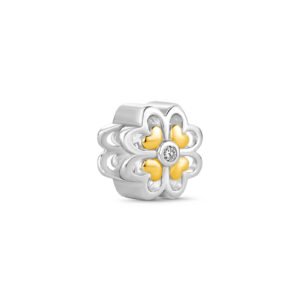 Separador Life Flor em Prata 925 e Banho de Ouro Amarelo 18k com Pedras Incolores