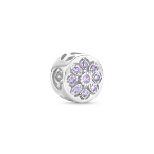 Separador Life Flor em Prata 925 com Pedras Roxas e Incolores