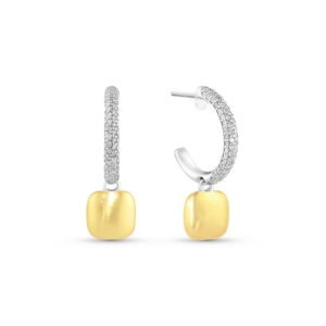 Brinco Argola Capri em Prata 925 e Ouro Amarelo 18k com Diamantes 0,60 ct