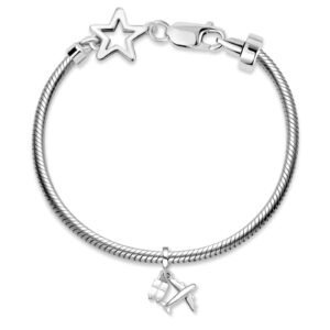 Kit Pulseira Estrela + Pingente Avião e Mala Life