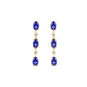 Brinco Duquesa em Ouro Amarelo 18k com Iolita e Diamantes 0,18 ct