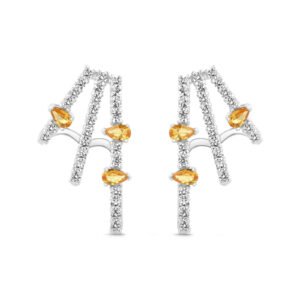 Brinco Life Sunna em Prata 925 com Pedras Amarelas