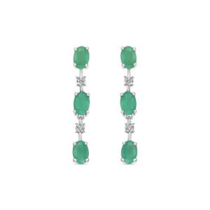 Brinco Duquesa em Ouro Branco 18k com Esmeraldas e Diamantes 0,18 ct