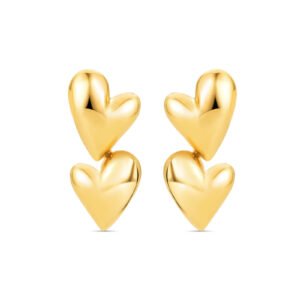 Brinco Life Galaxy II Corações em Prata 925 com Banho de Ouro Amarelo 18k