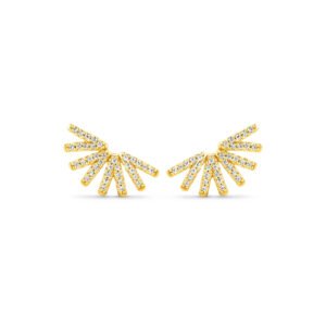 Brinco Life Solaris em Prata 925 com Banho de Ouro Amarelo 18k e Pedras Incolores