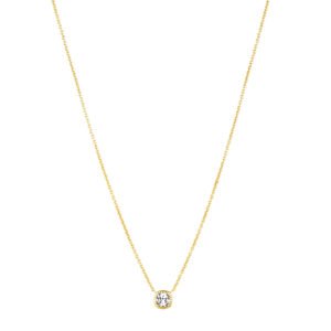 Colar Life Una em Prata 925 com Banho de Ouro Amarelo 18k e Pedras Incolores, 45cm