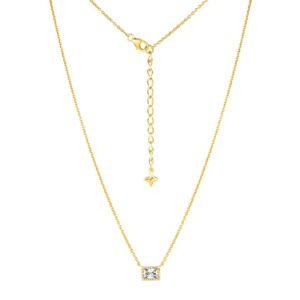 Colar Life Una em Prata 925 com Banho de Ouro Amarelo 18k e Pedras Incolores, 45cm