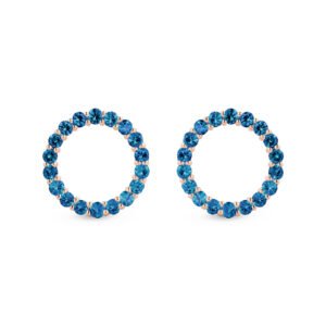 Brinco Life Intense II em Liga Rosé com Banho de Ouro Rosé 18k e Pedras Azuis