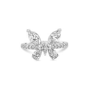 Anel Greta Borboleta em Ouro Branco 18k com Diamante de Laboratório 1,78 ct