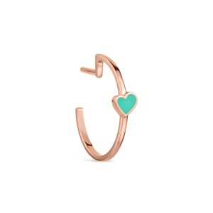 Argola Única Life Coração Esmaltado Com Banho Ouro Rosé