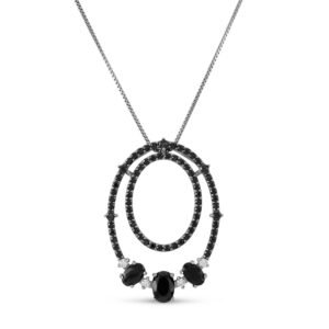 Pingente Prata Quartzos Negros Espinélios e Topazios