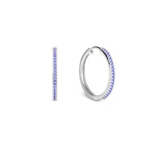 Argola Life Pavê em Prata 925 com Pedras Azuis - Argola Life Pavê Prata Azul 18 mm