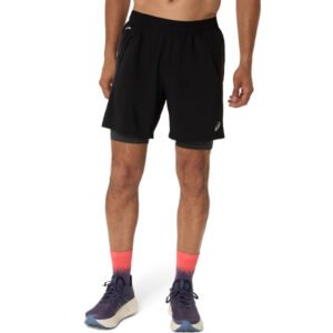 Shorts ASICS Road 2-N-1 7In - Masculino - Preto/Cinza