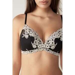 Sutiã Push Up Fabiola Pretty Flower - Preto