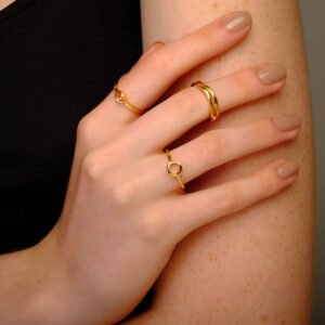 Anel Life Olho Grego em Prata 925 com Banho de Ouro Amarelo 18k