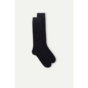 Meias Altas Em Algodão Supima Elástico - Preto