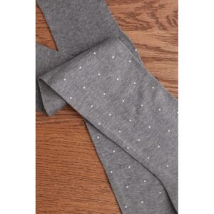 Meias Altas Em Algodão Fio De Escócia Com Estampa - Cinza