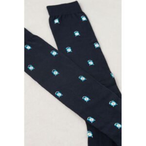 Meias Altas Em Algodão Com Estampa - Azul