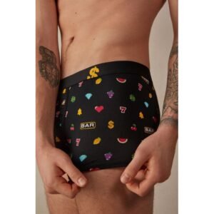 Cueca Boxer Slot Machine Em Algodão Supima Elástico - Preto