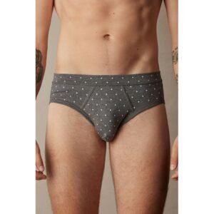 Cueca Slip Bolinhas Em Algodão Supima Elástico - Cinza