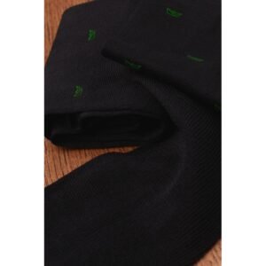 Meias Compridas Em Algodão Fio De Escócia Estampadas - Preto