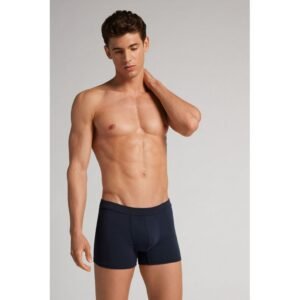 Cueca Boxer Em Modal e Seda - Azul