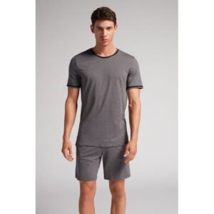 Pijama Curto De Algodão Supima Basic - Cinza