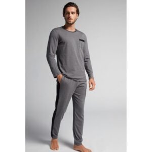Pijama Comprido De Algodão Supima Basic - Cinza