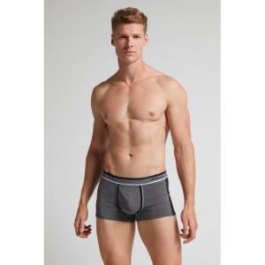 Cueca Boxer De Algodão Supima Elástico Bicolor - Preto