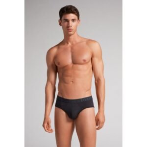 Cueca Slip Em Microfibra Com Logotipo - Preto