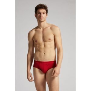 Cueca Em Algodão Supima Com Logotipo - Vermelho