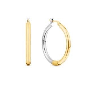 Argola Redonda em Ouro Amarelo e Ouro Branco 18k, 34mm