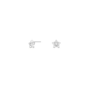 Brinco Baby Estrela em Ouro Branco 18k com Safiras Incolores