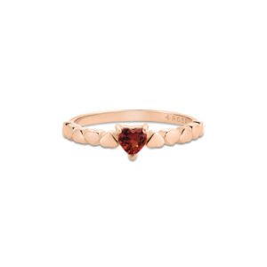 Anel Life Love II Corações em Liga Rosé com Banho de Ouro Rosé 18k e Pedra Rosa