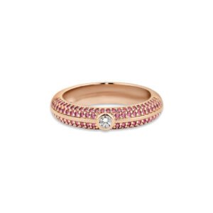 Anel Life Joyful em Liga Rosé com Banho de Ouro Rosé 18k e Pedras Rosas