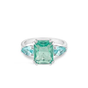 Anel Life Royal em Prata 925 com Pedras Verde e Azuis