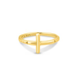 Anel Life Religião II Cruz em Prata 925 com Banho de Ouro Amarelo 18k