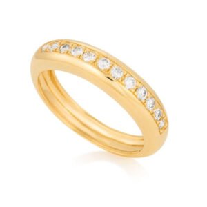 Meia Aliança Jazz em Ouro Amarelo 18k com Diamantes, 3mm
