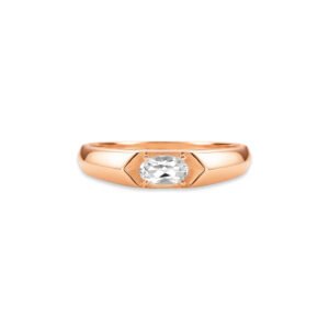Anel Signet em Ouro Rosé 18k com Topázio White