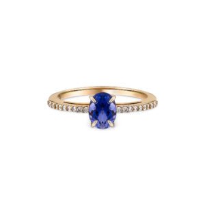 Anel Essenza em Ouro Champanhe 18k com Iolita e Diamantes
