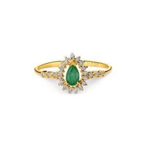 Anel Classic Oriental em Ouro Amarelo 18k com Esmeralda e Diamantes