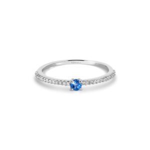 Anel Cores em Ouro Branco 18k com Topázio Azul e Diamantes